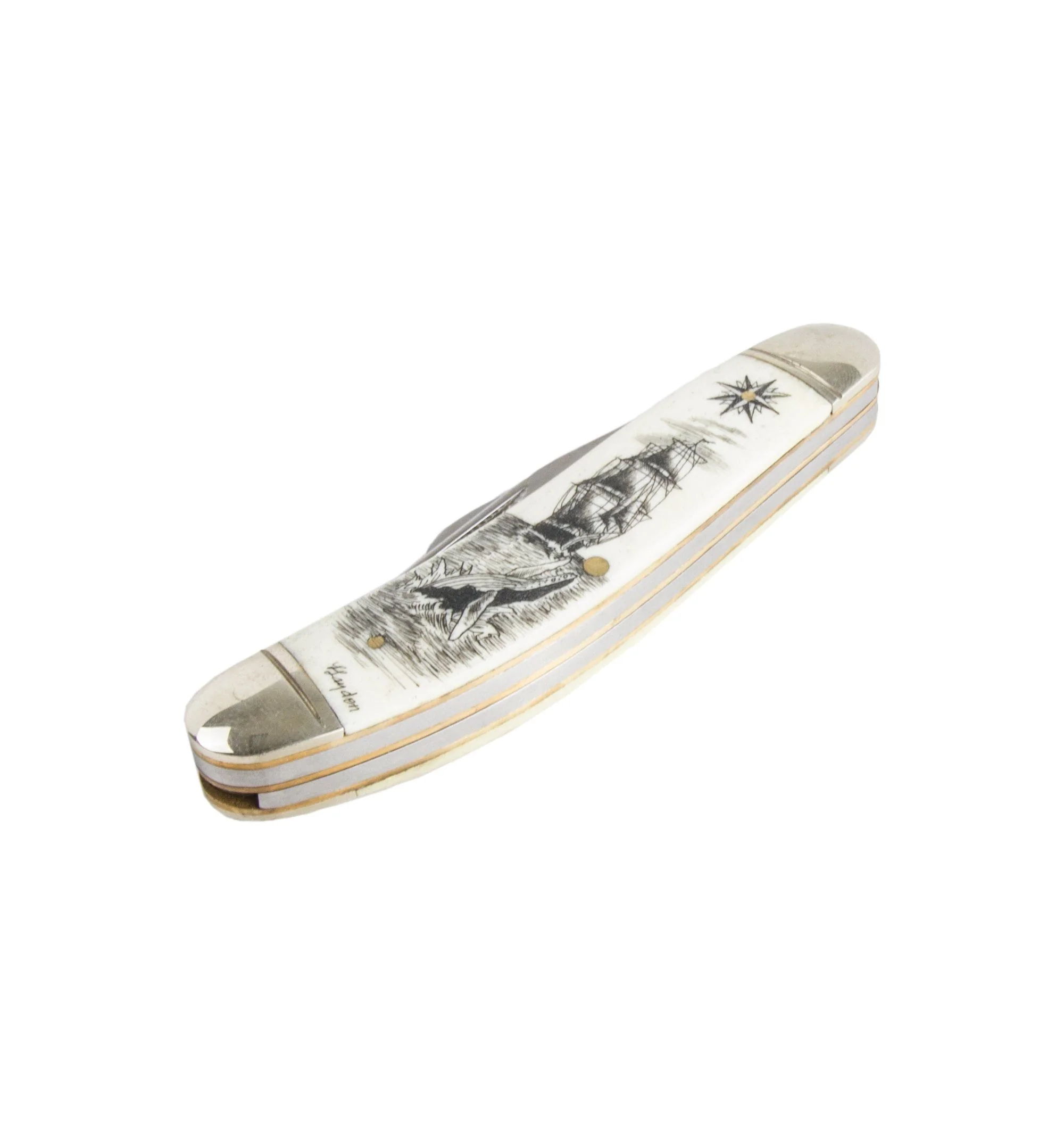 Scrimshaw Design Sowbelly Stockman, Compass + Ship + Whale - Image 2