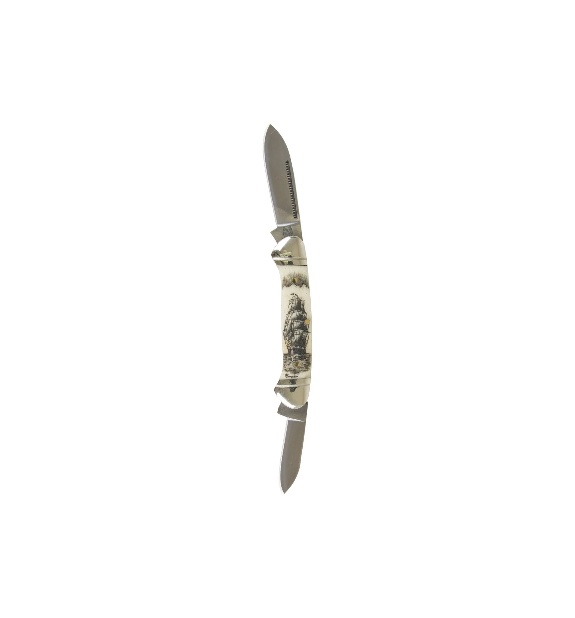 Scrimshaw Mini Canoe Pocket Knife - Nautical Ship