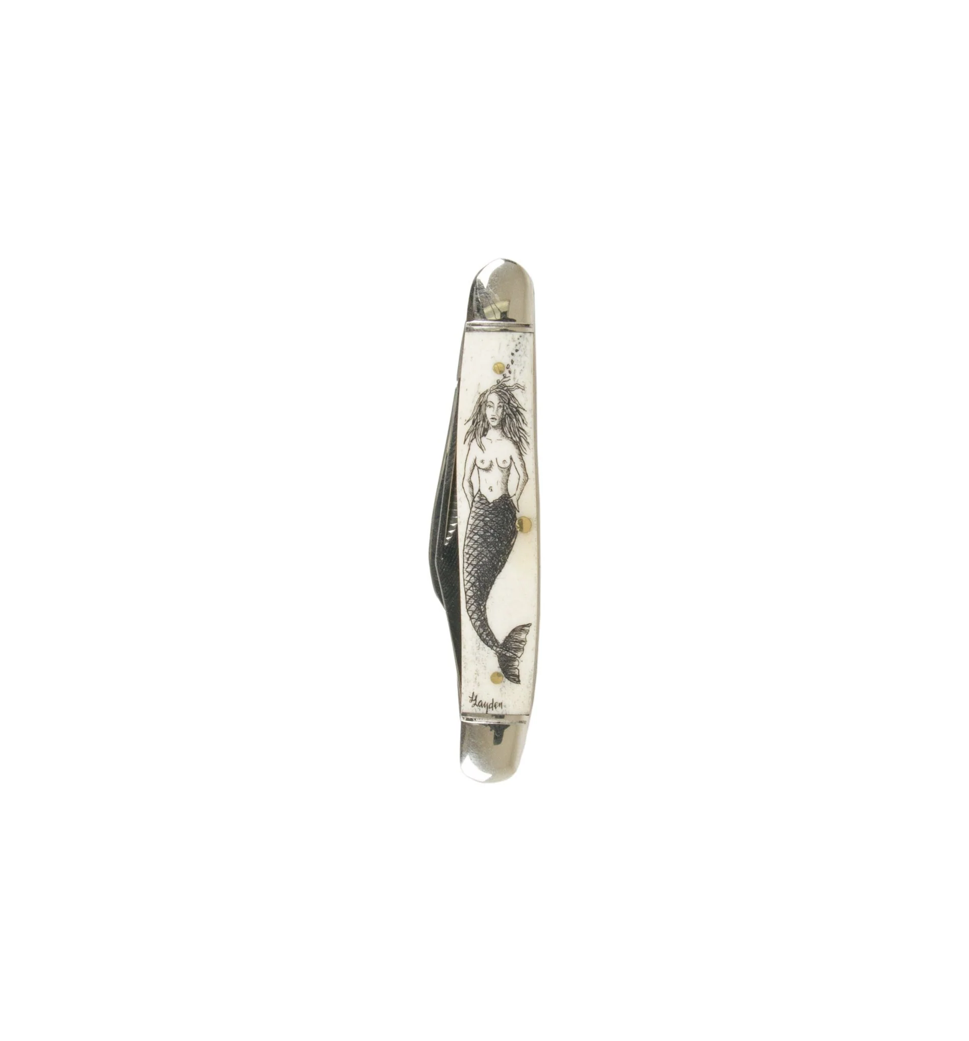 Scrimshaw Peanut Pocket Knife - Mermaid - Image 2