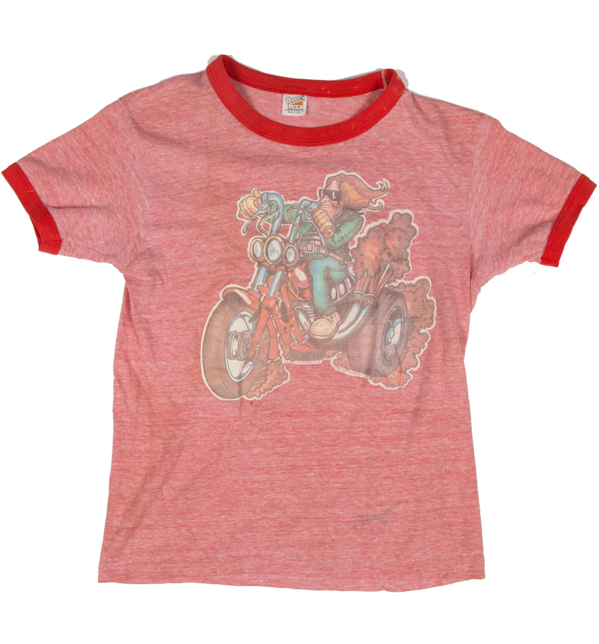 Vintage 70’s Hanes Red Motorcycle Tee, XS/S