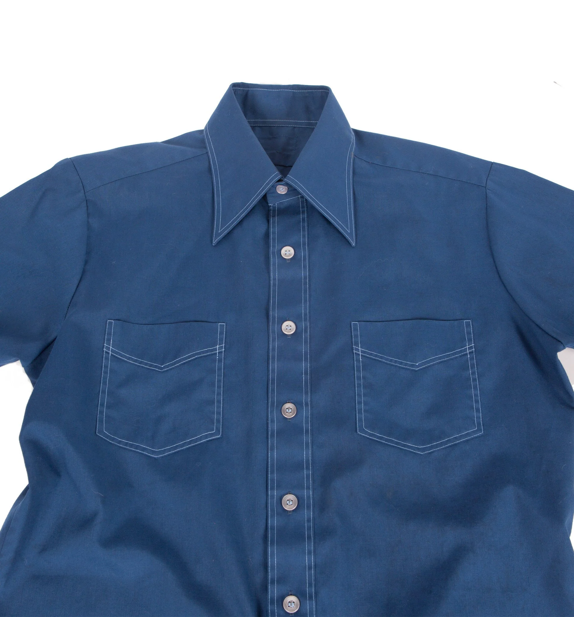 Vintage 70’s JcPennys Navy Button Up Shirt - Image 3