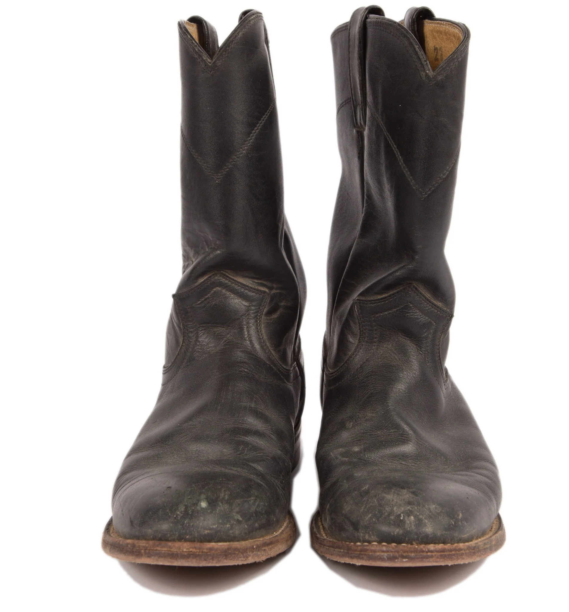 Vintage Black Leather Justin Boots, 7 1/2 - Image 2