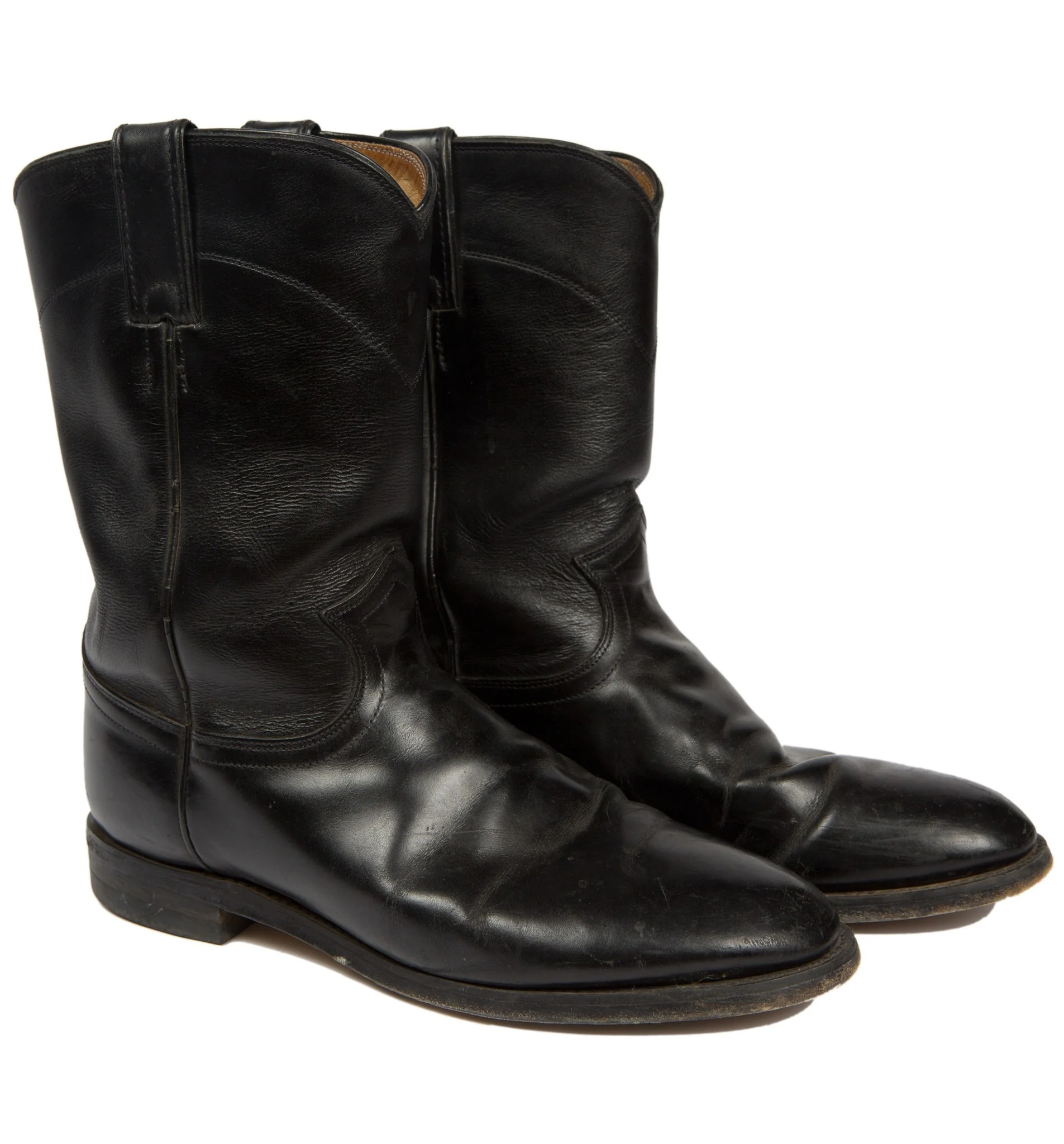 Vintage Black Leather Justin Boots, Mens Size 10 - Image 2