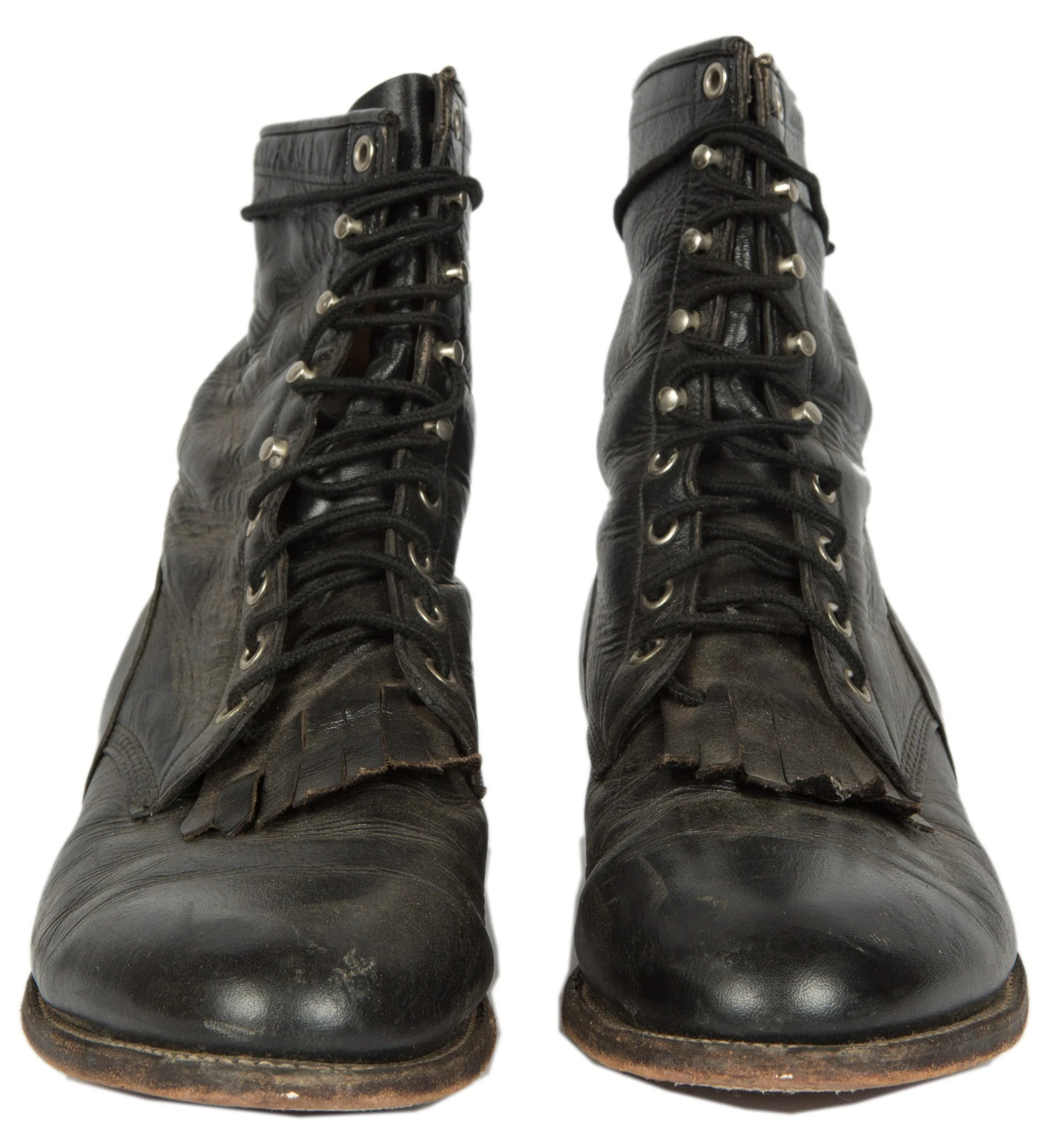 Vintage Black Leather Roper Justin Boots, 10 1/2 - Image 2