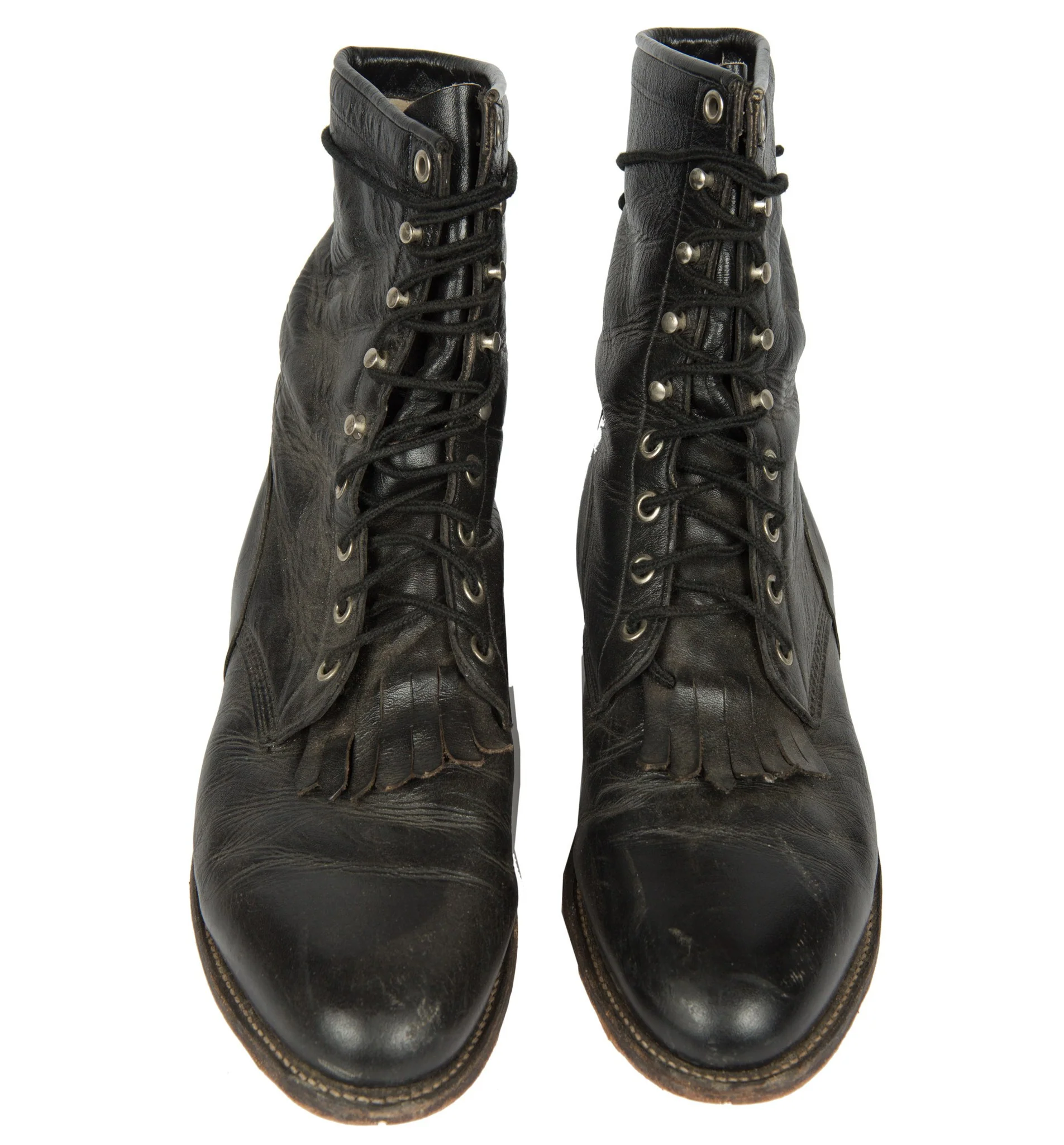 Vintage Black Leather Roper Justin Boots, 10 1/2 - Image 3