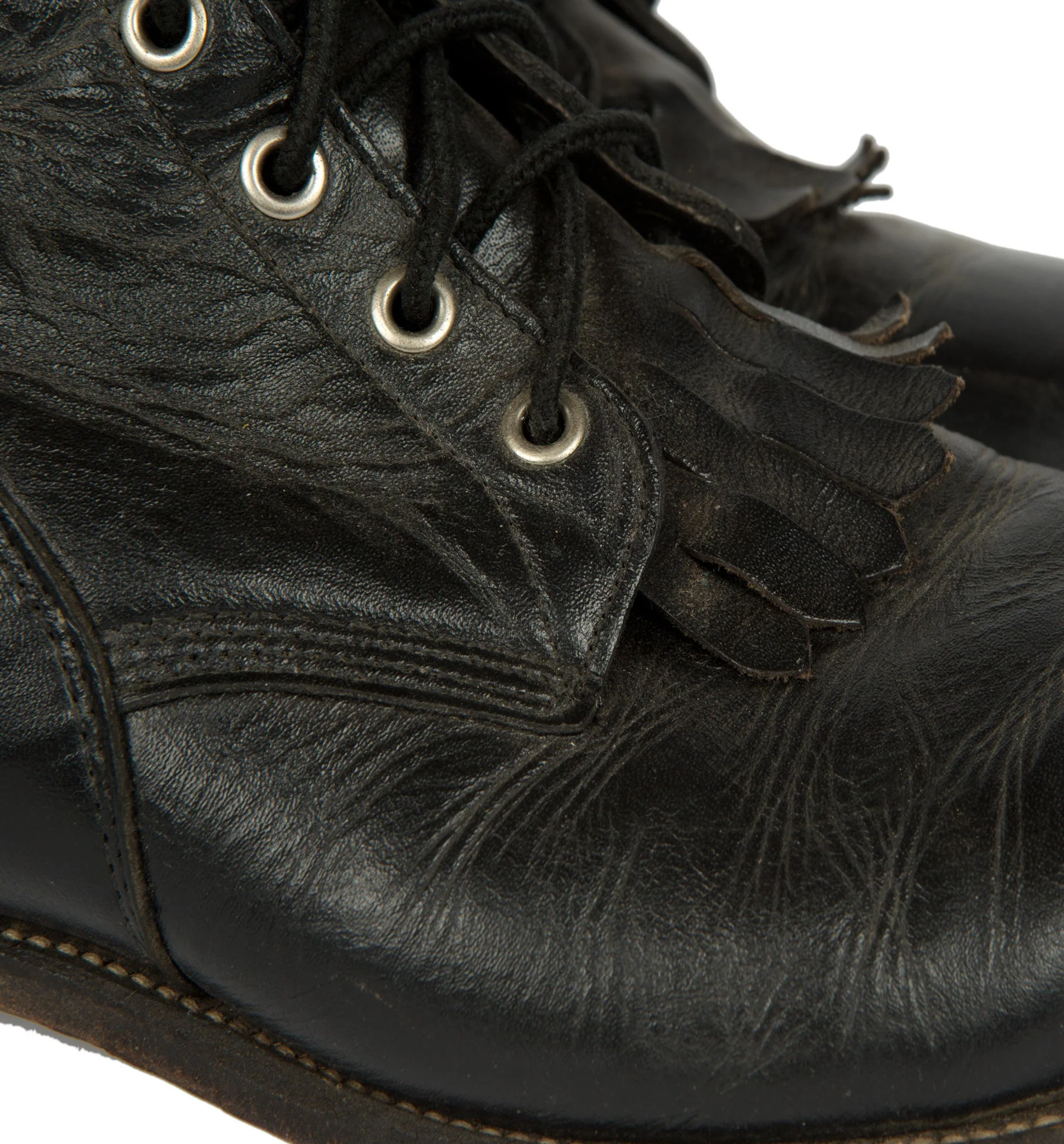 Vintage Black Leather Roper Justin Boots, 10 1/2 - Image 5