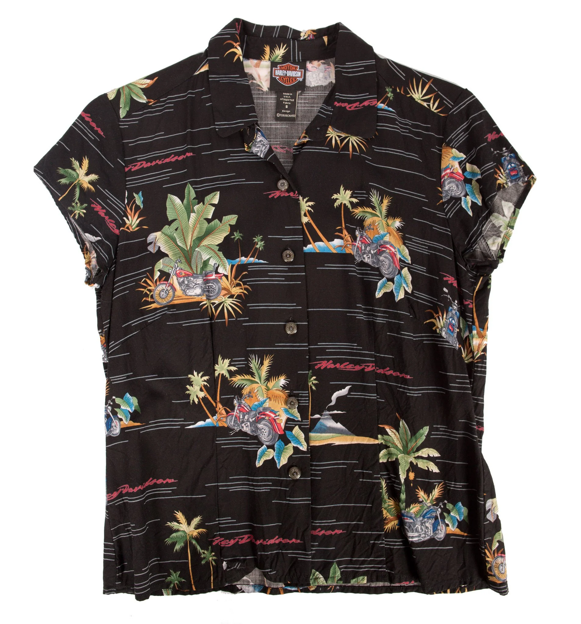 Vintage Blk Button Up Harley Davidson Shirt