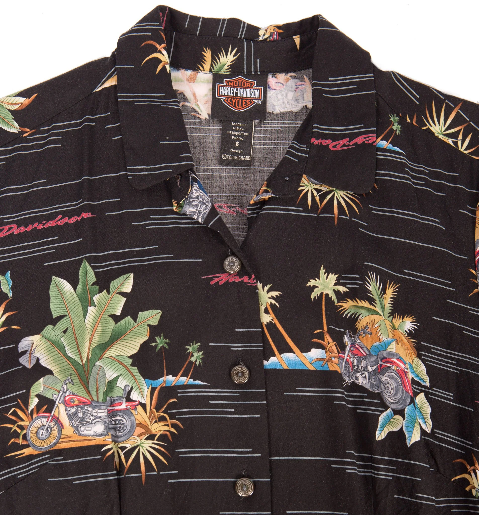 Vintage Blk Button Up Harley Davidson Shirt - Image 3