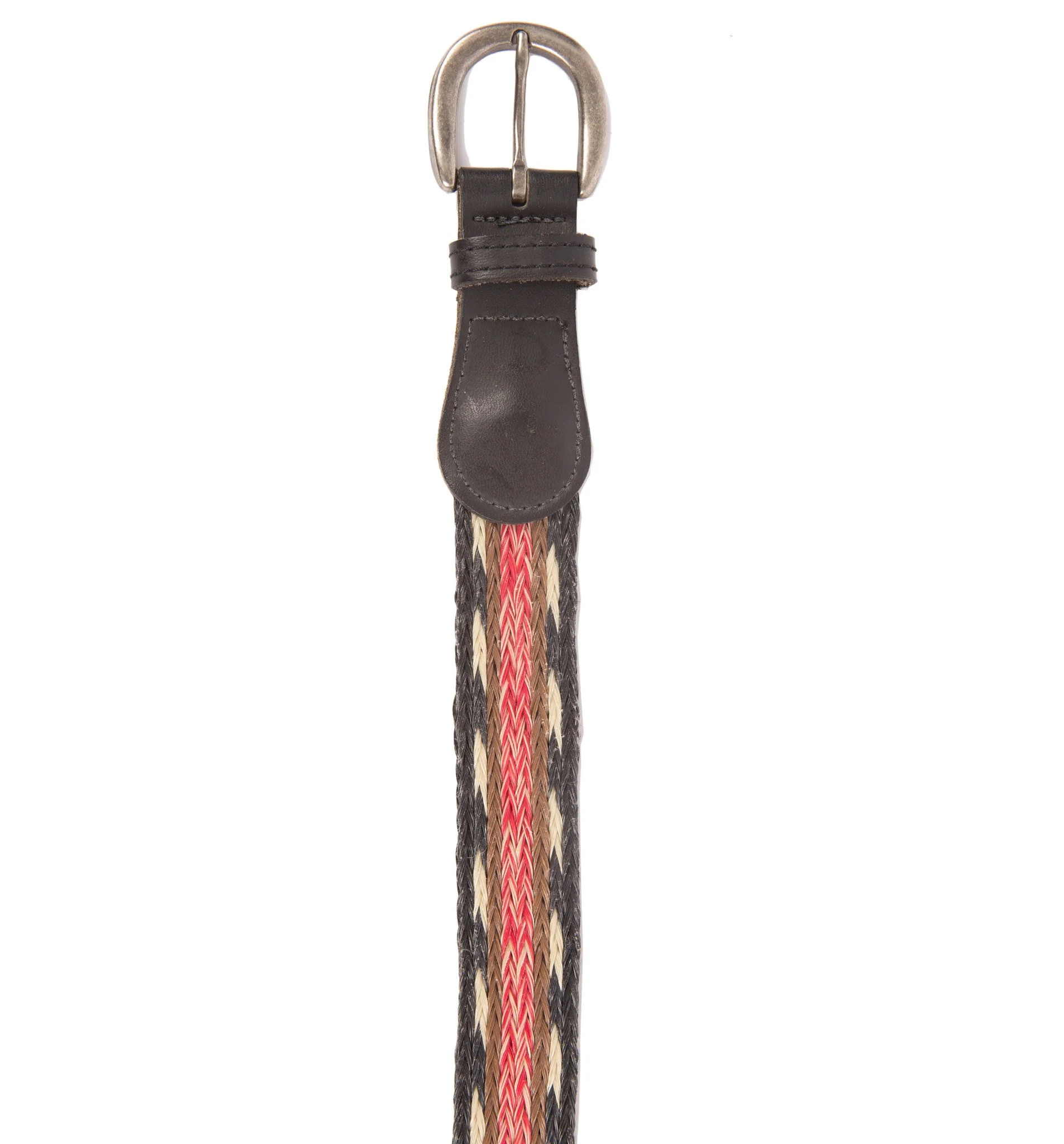 Vintage Blk Leather Horse Hair Belt - Image 2