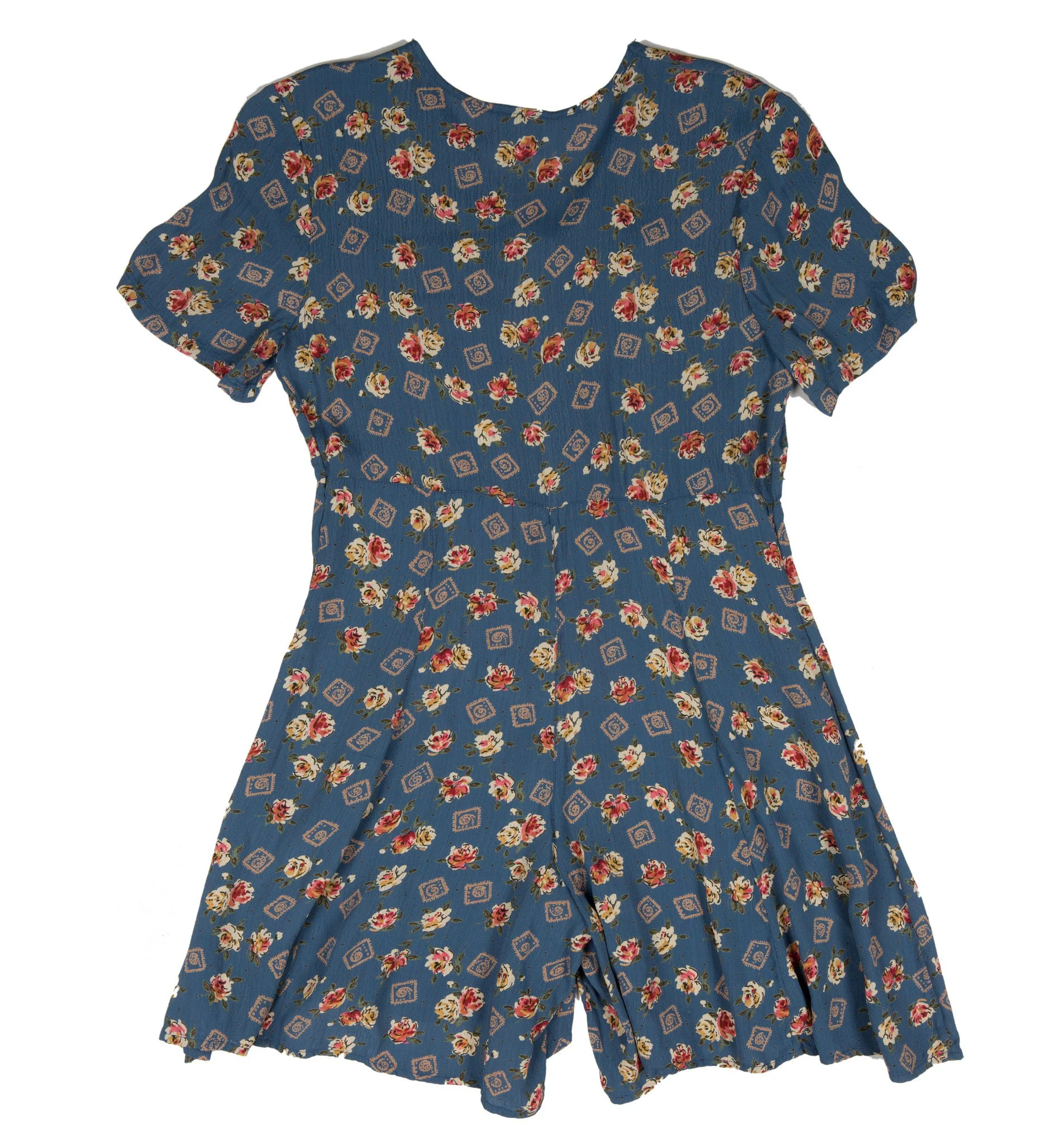 Vintage Blue&Micro Floral Short Romper - Image 2