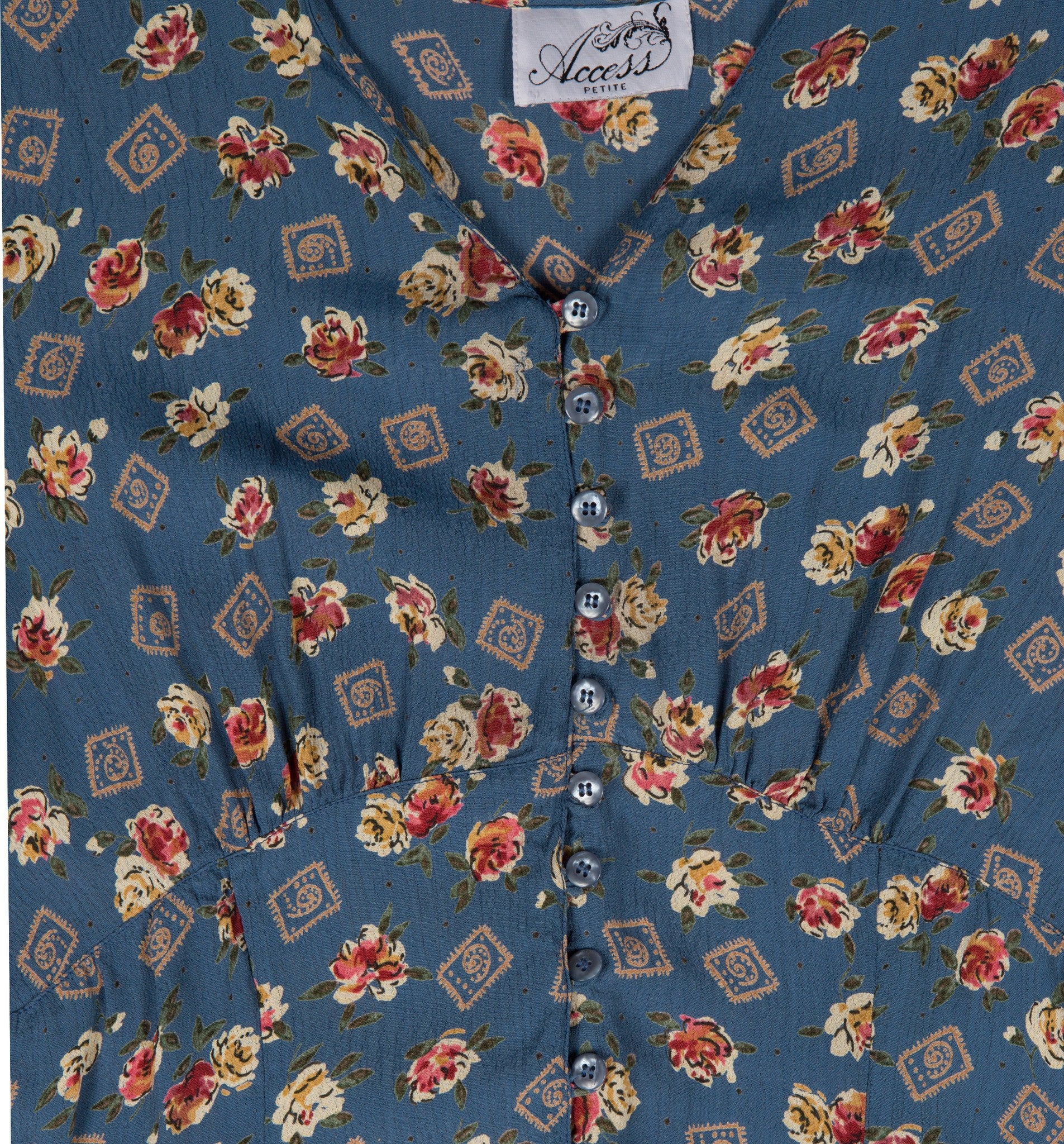 Vintage Blue&Micro Floral Short Romper - Image 3
