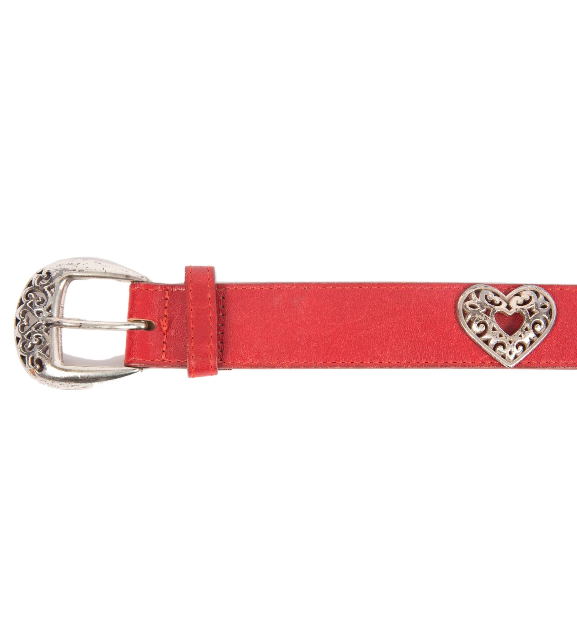 Vintage Brighton Red Leather Heart Metal Belt - Image 2