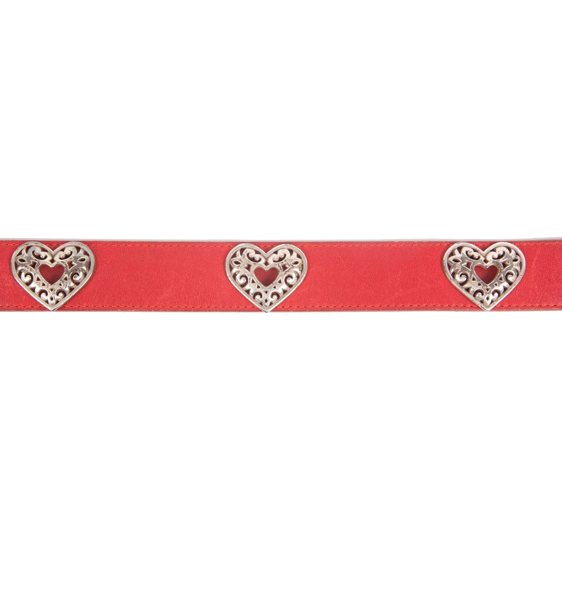 Vintage Brighton Red Leather Heart Metal Belt - Image 4