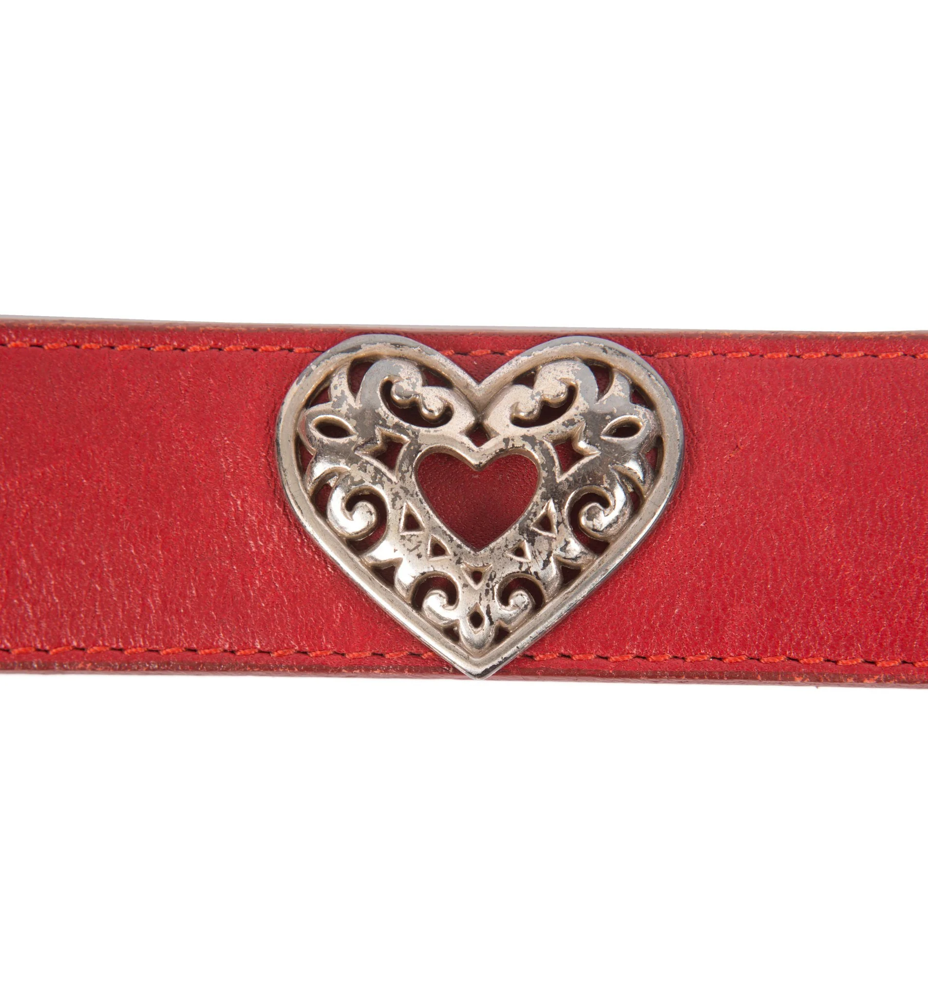 Vintage Brighton Red Leather Heart Metal Belt - Image 5