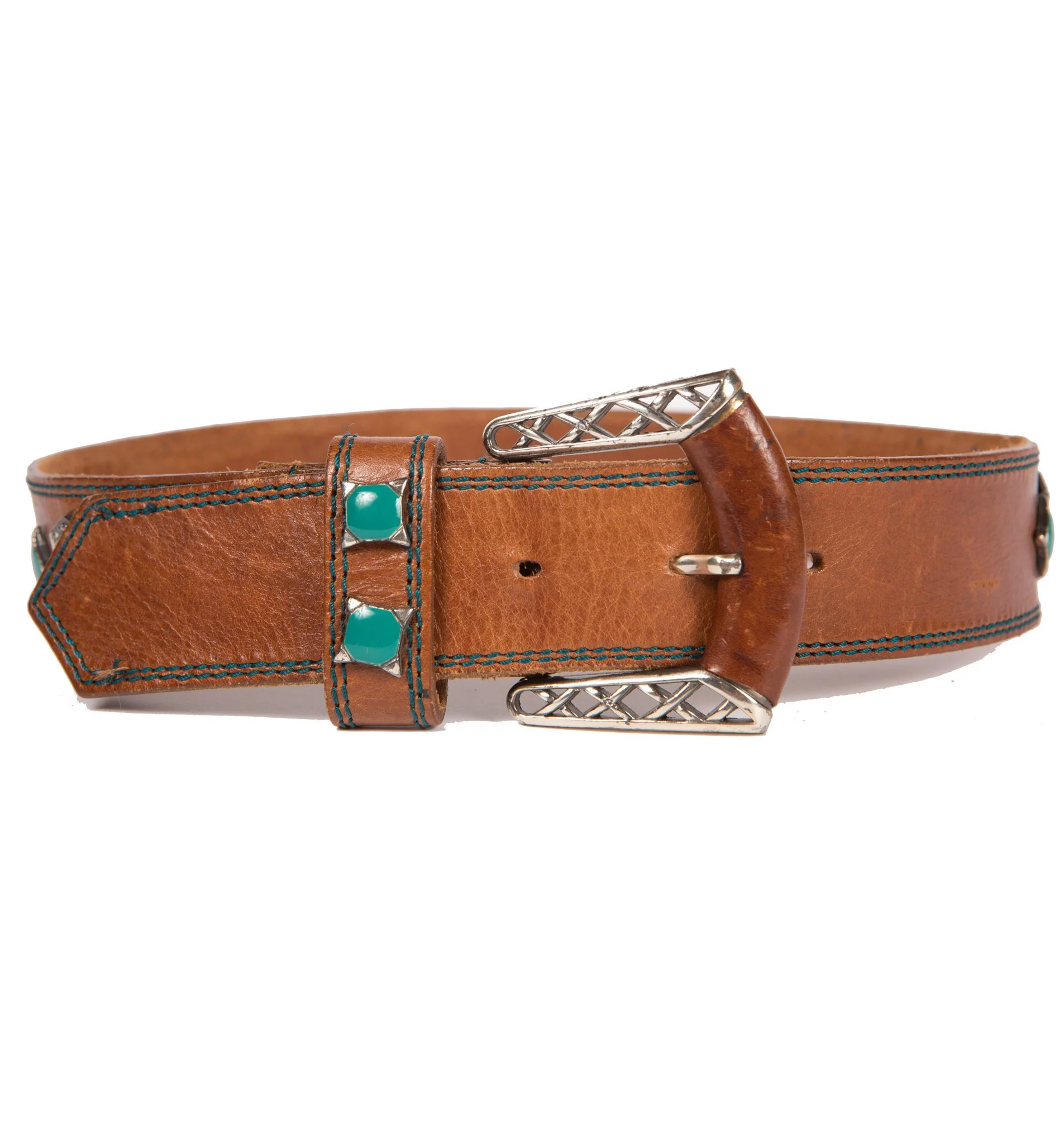 Vintage Brown Leather Belt - Image 3