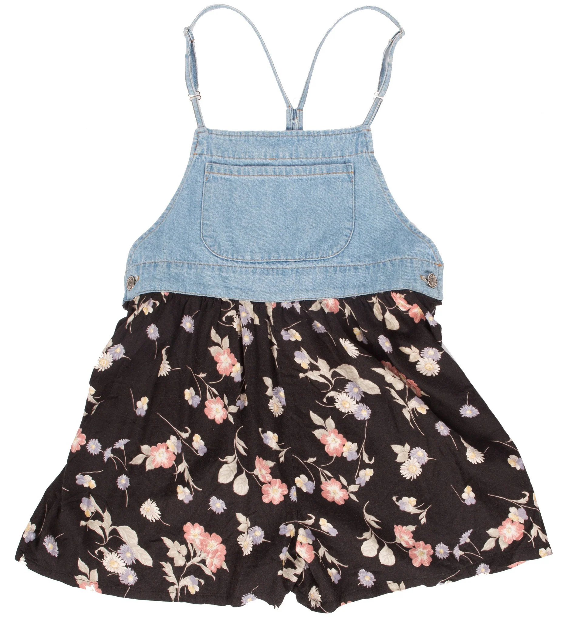 Vintage Denim Floral Romper