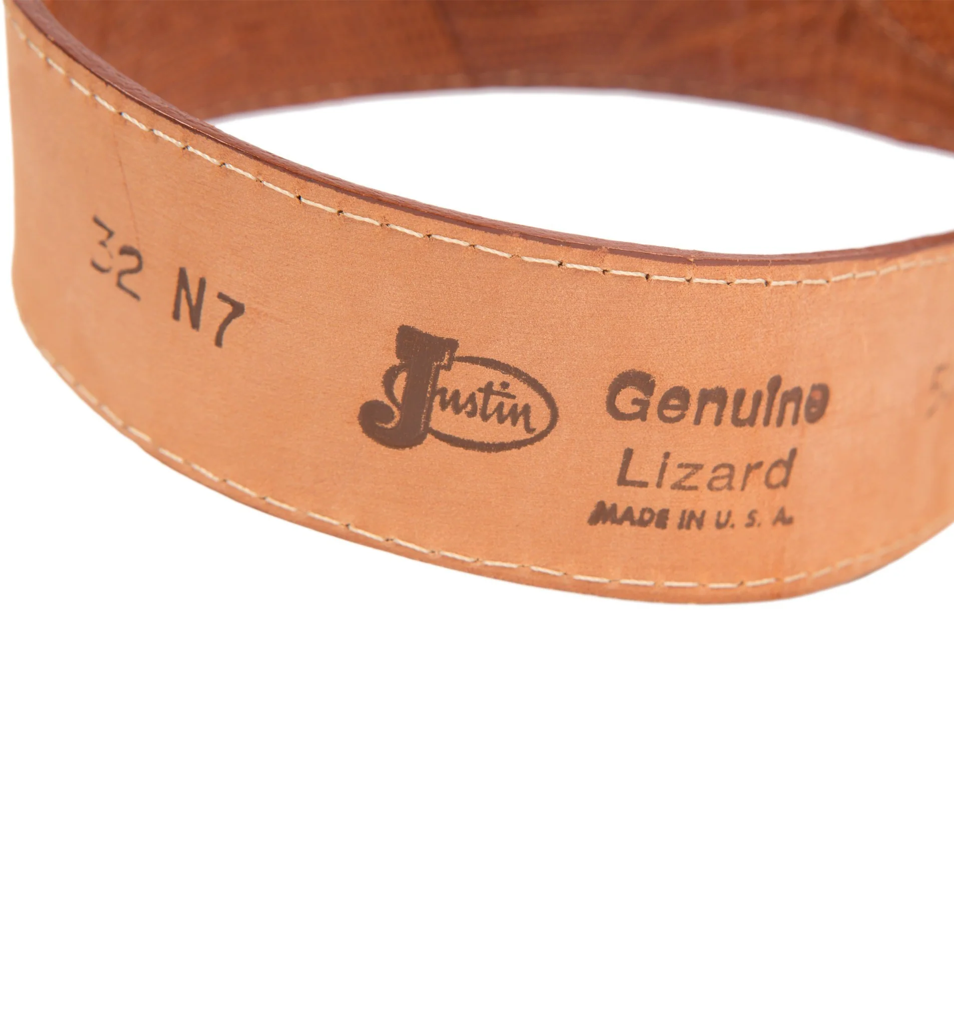 Vintage Justin Brn Lizard Skin Belt - Image 2