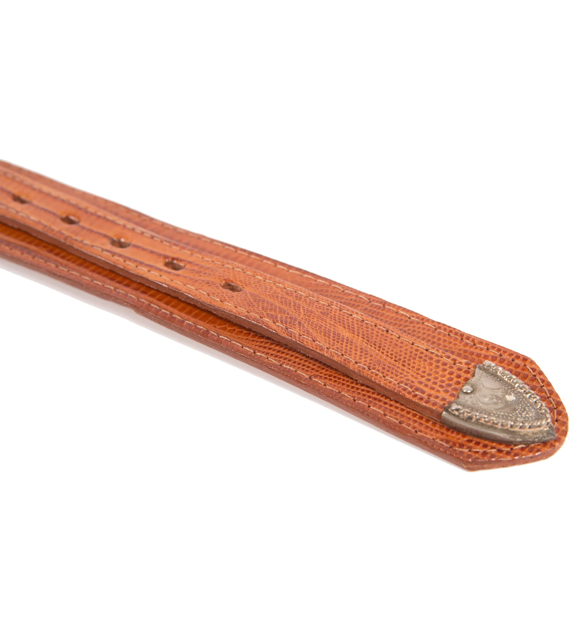 Vintage Justin Brn Lizard Skin Belt - Image 4