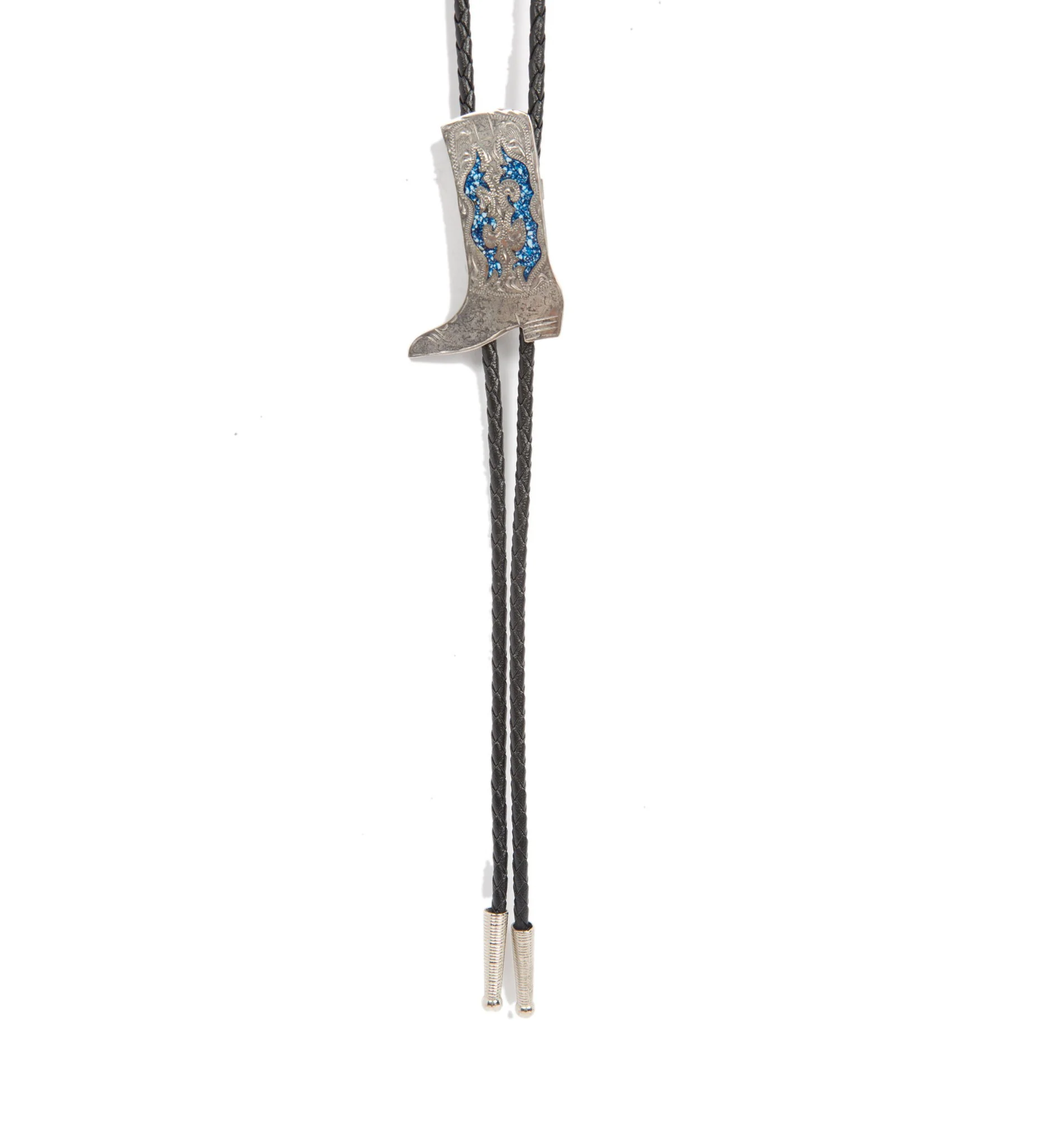 Vintage Silver Cowboy Boot Bolo Tie - Image 2