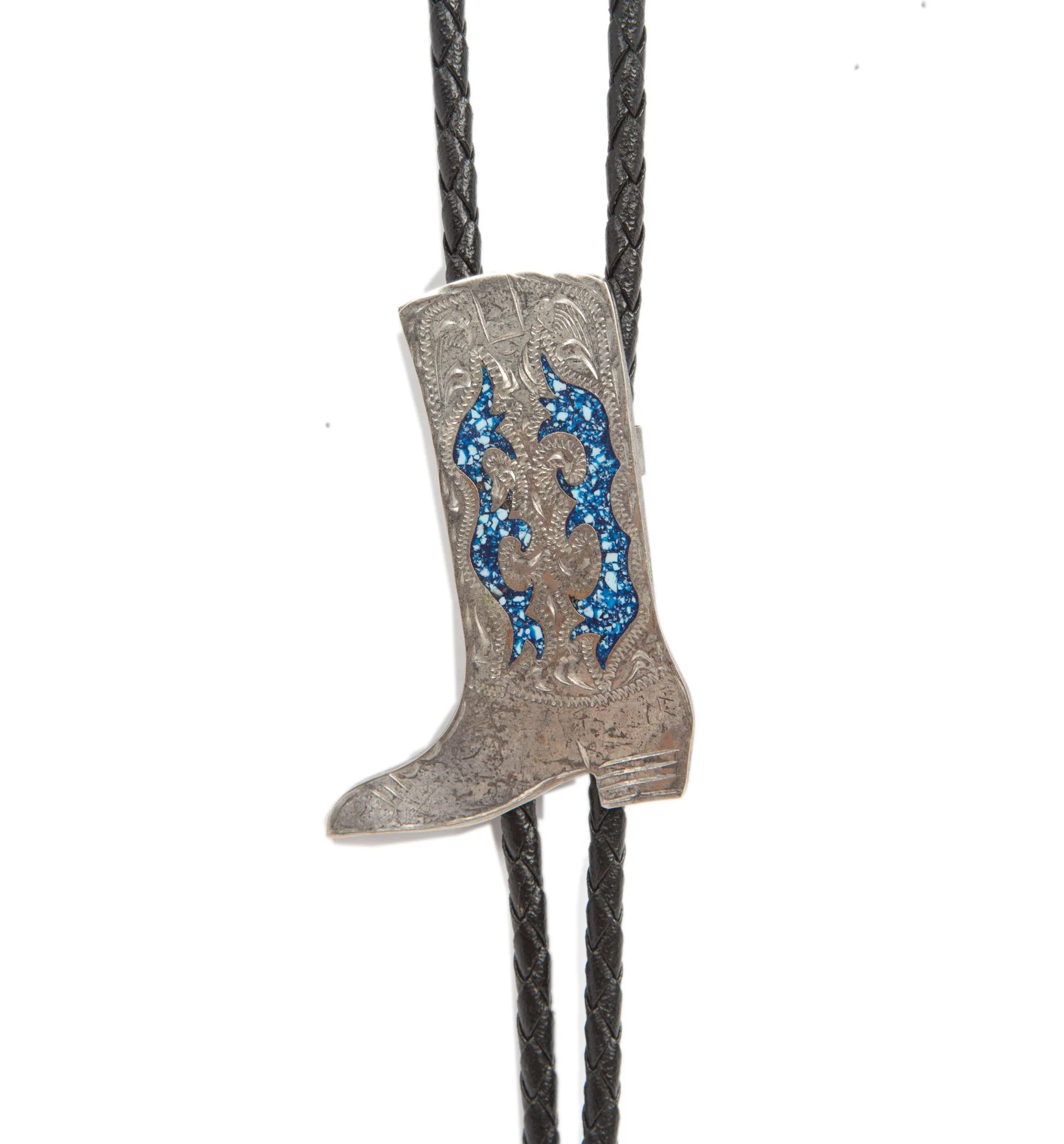 Vintage Silver Cowboy Boot Bolo Tie - Image 3