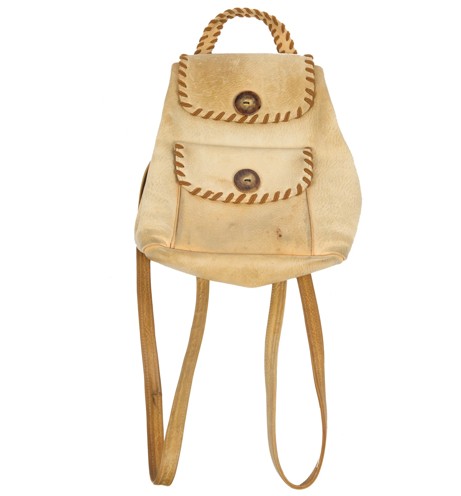 Vintage Small Leather bag with Antlerhorn buttons