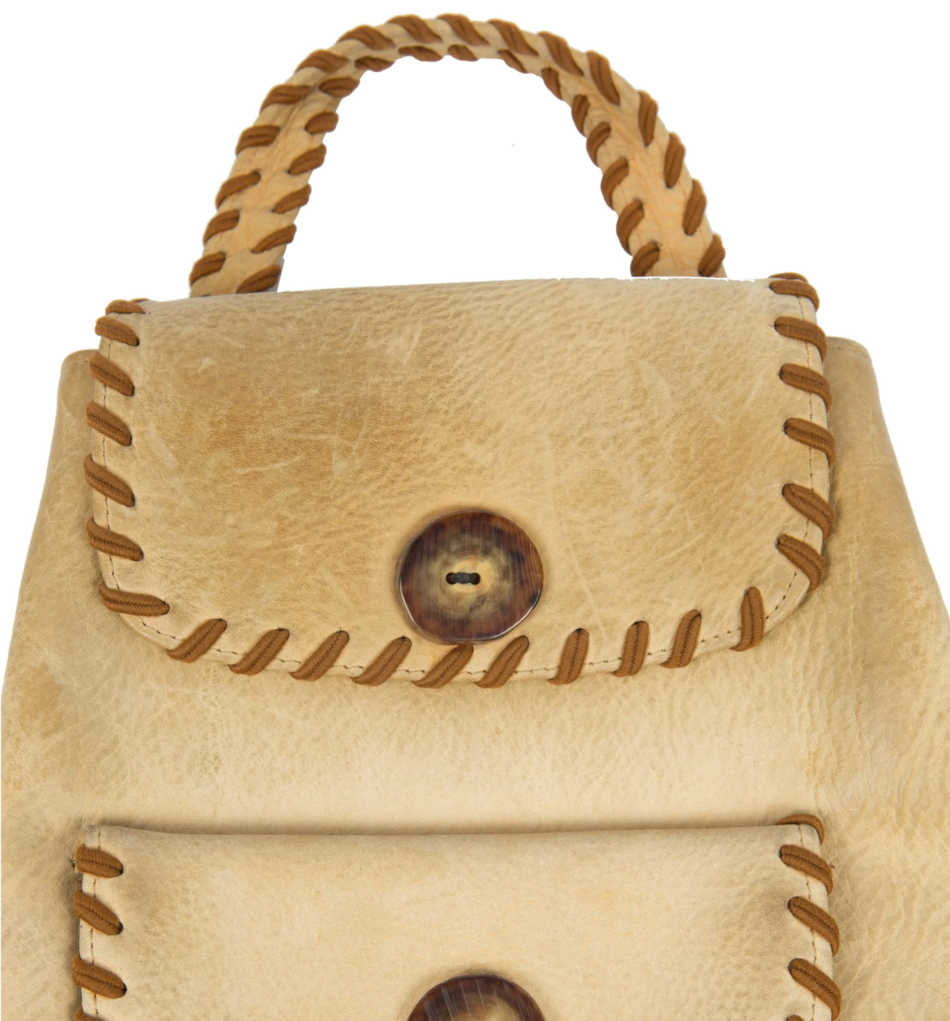 Vintage Small Leather bag with Antlerhorn buttons - Image 2