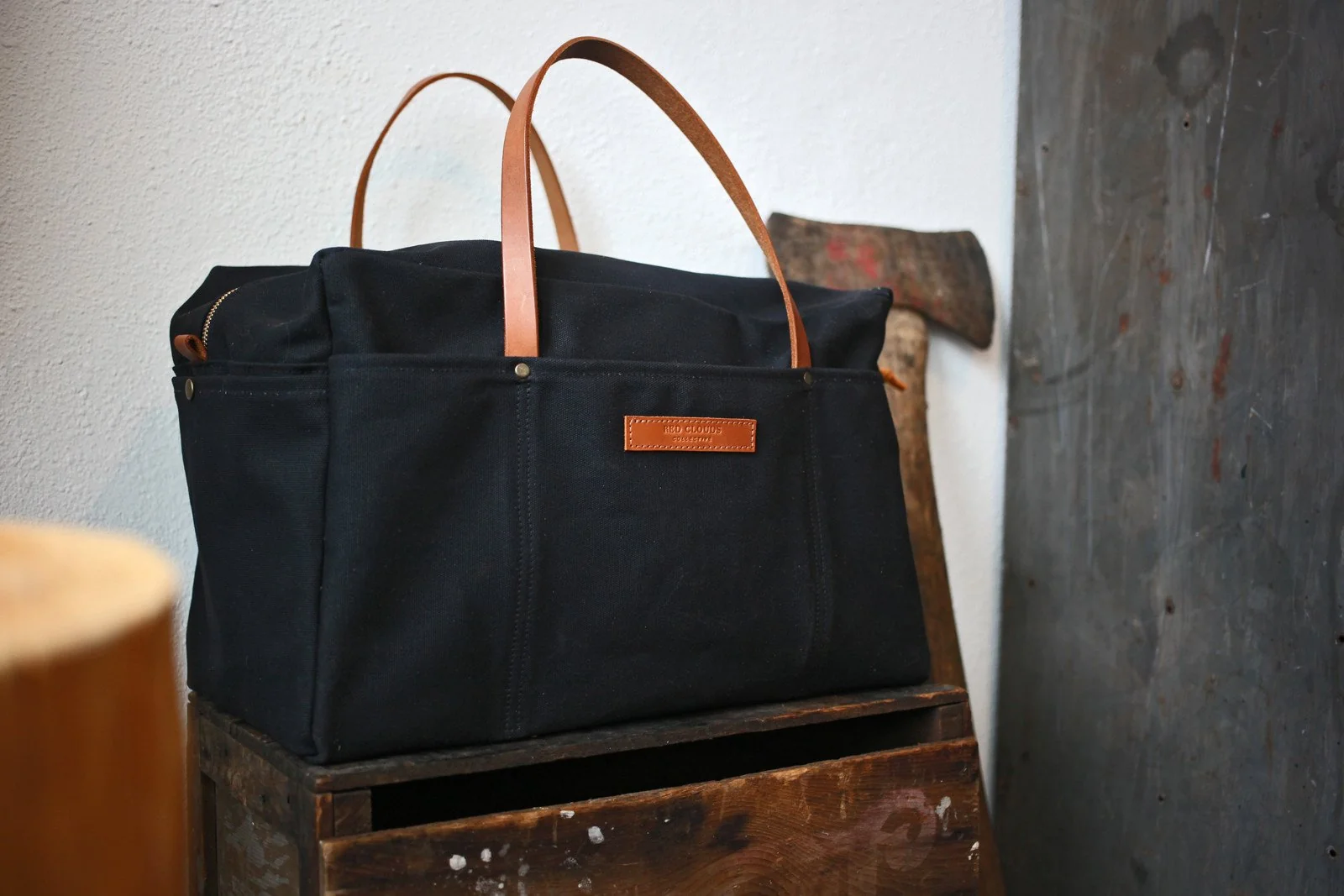 Waxed Canvas Duffle Bag - Black - Image 2